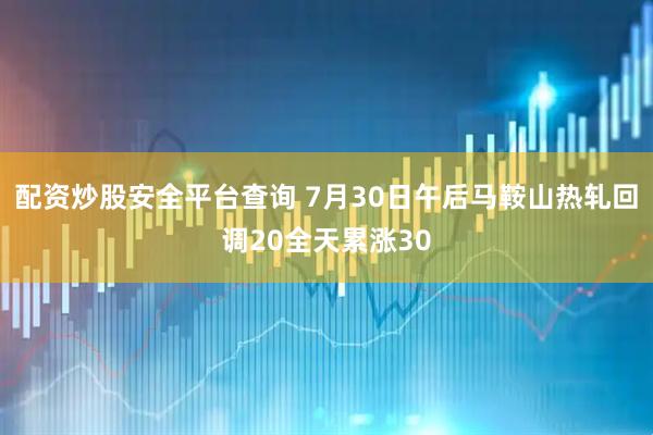 配资炒股安全平台查询 7月30日午后马鞍山热轧回调20全天累涨30